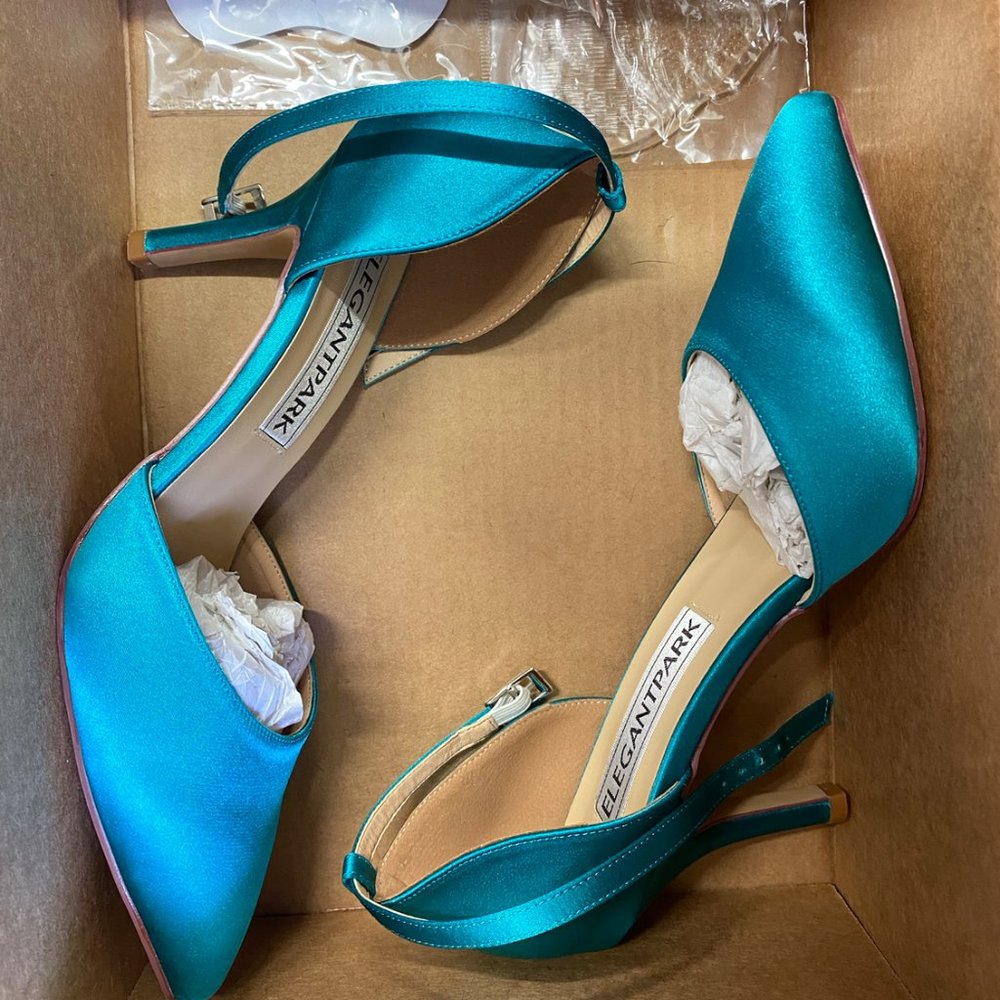 ElegantPark, satin, 5", turquoise, wedding heels
